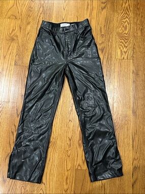 Abercrombie & Fitch Black Faux Leather Straight Leg Pants
